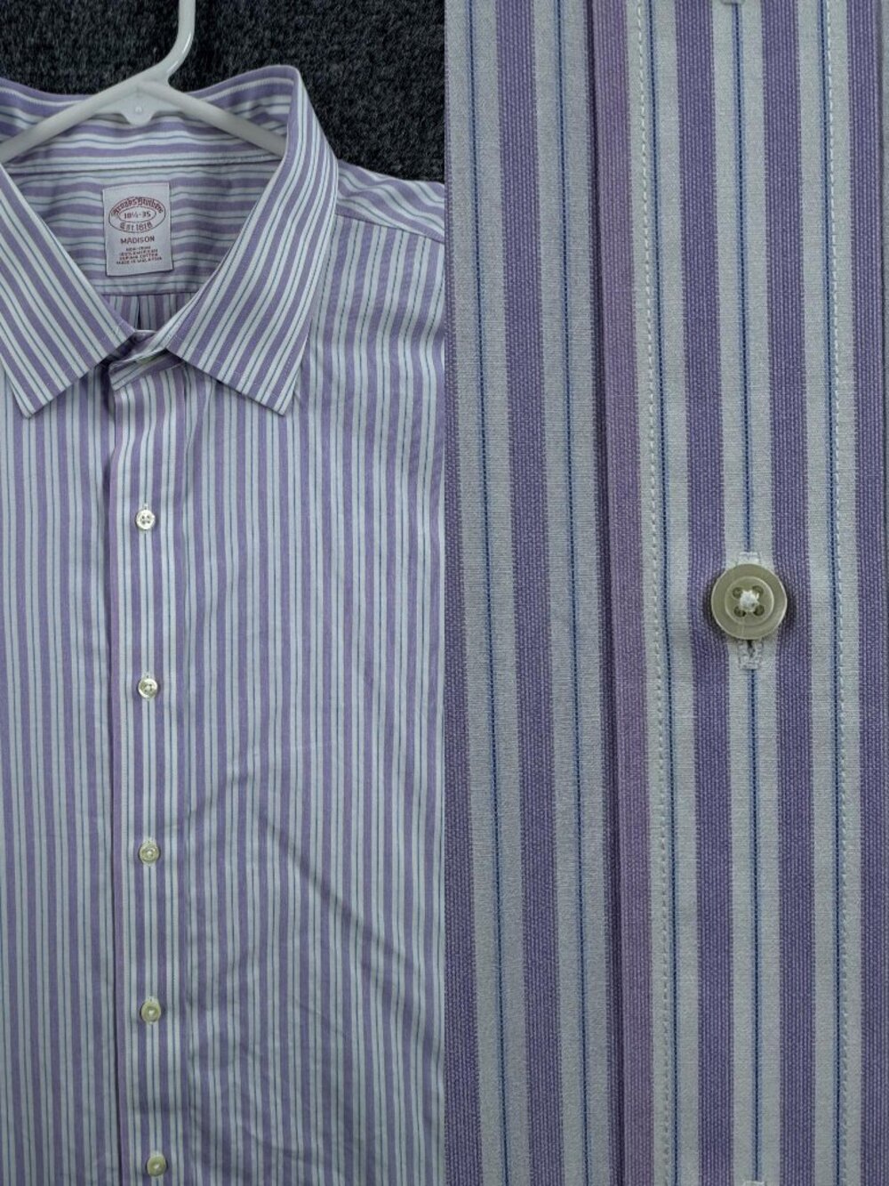 Brooks Brothers French Cuff Madison Purple White Non-Iron Cotton Supima 18.5 35